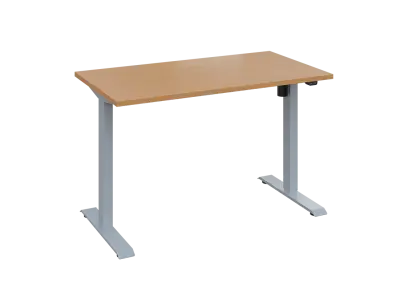 Flexi 27-12 výškově nastavitelný stůl, kovová podnož stříbrná, deska 25 mm, široký 1200 mm, buk royal